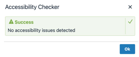 Accessibility Checker showing a successful check